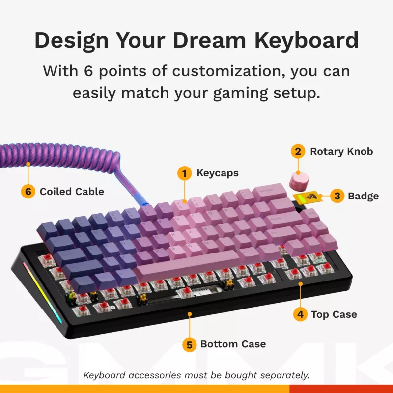 Mechaninė žaidimų klaviatūra GLORIOUS GMMK 3 65% Laidinis USB, QWERTY US, RGB, Juoda