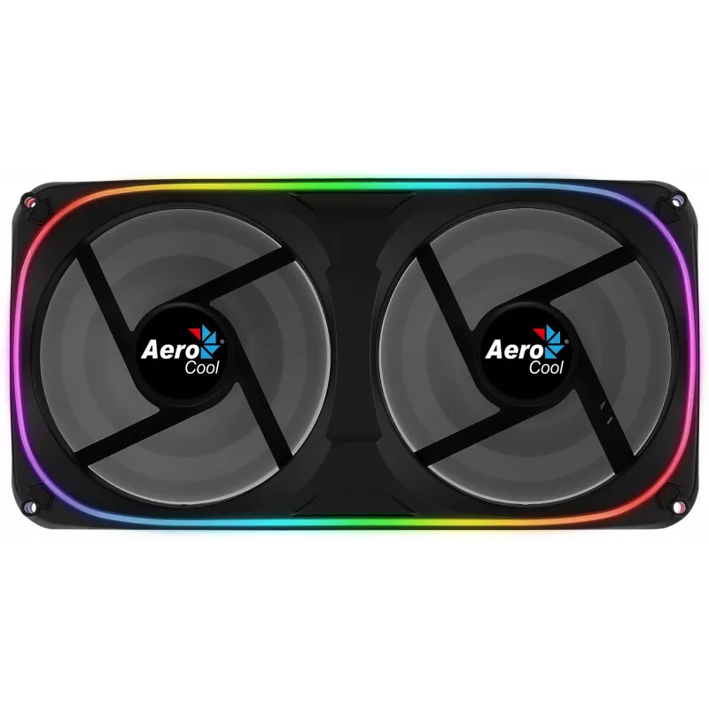 Aerocool ASTRO24 Dual Fan 12 cm ARGB LED antivibracinis juodas