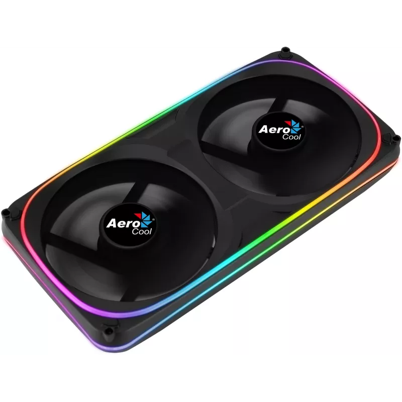 Aerocool ASTRO24 Dual Fan 12 cm ARGB LED antivibracinis juodas