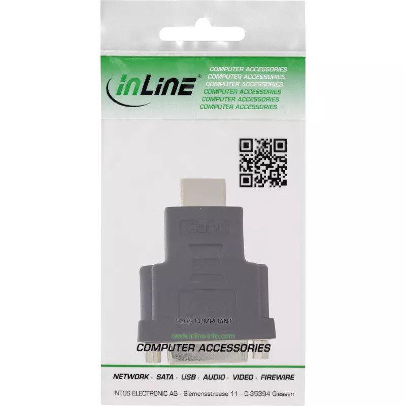 InLine HDMI į DVI adapteris, kištukas / lizdas 24+1, auksuoti kontaktai, 4K2K