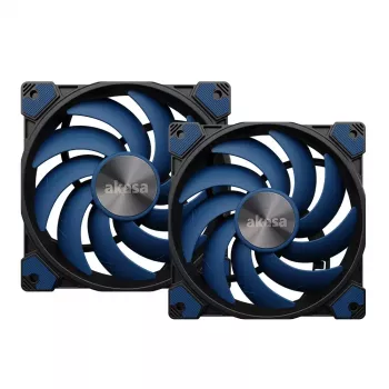 Akasa ALUCIA SC 140 mm procesoriaus ventiliatorius juodas mėlynas hidrodinaminis guolis