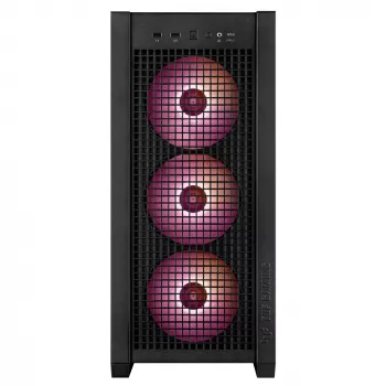 PC korpusas ASUS TUF Gaming GT302 ARGB Midi Tower Juodas — Grūdintas stiklas, 3x140mm priekyje + 1x140mm gale, USB-C