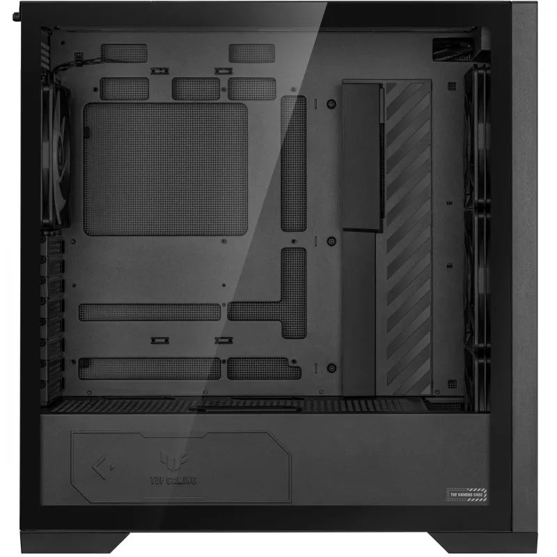 PC korpusas ASUS TUF Gaming GT302 ARGB Midi Tower Juodas — Grūdintas stiklas, 3x140mm priekyje + 1x140mm gale, USB-C