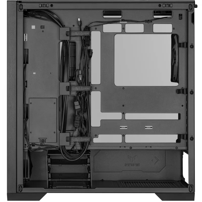 PC korpusas ASUS TUF Gaming GT302 ARGB Midi Tower Juodas — Grūdintas stiklas, 3x140mm priekyje + 1x140mm gale, USB-C