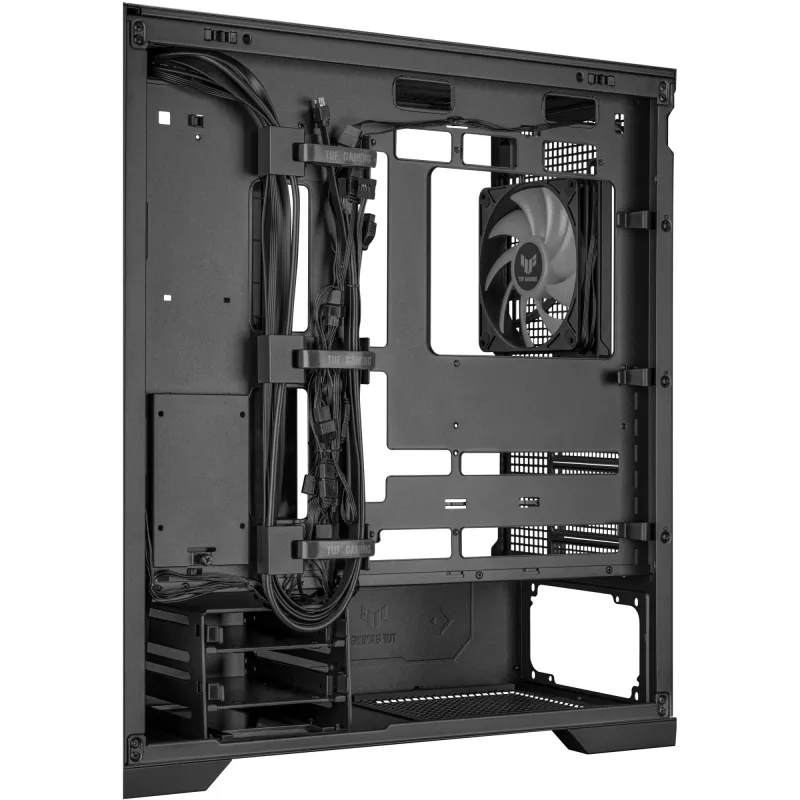 PC korpusas ASUS TUF Gaming GT302 ARGB Midi Tower Juodas — Grūdintas stiklas, 3x140mm priekyje + 1x140mm gale, USB-C