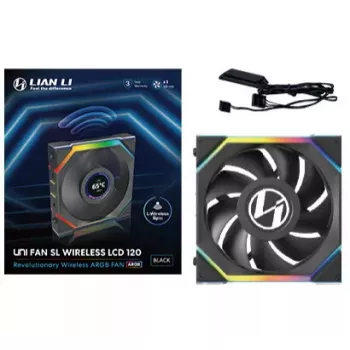 Lian Li UNI FAN SL Wireless LCD 120 12 cm Juodas 29,5 dB 50.08 cfm