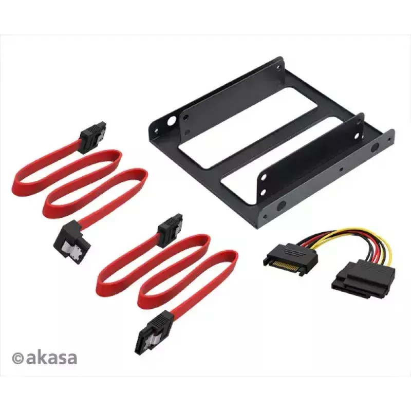 Adapteris 3,5 inch → 2×2,5 inch diskams Akasa AK-HDA-11 su SATA laidais