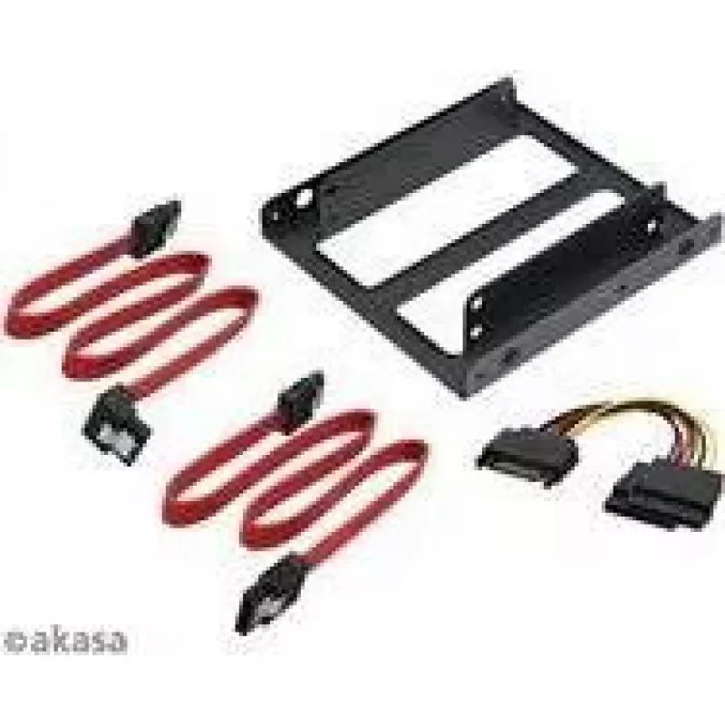 Adapteris 3,5 inch → 2×2,5 inch diskams Akasa AK-HDA-11 su SATA laidais