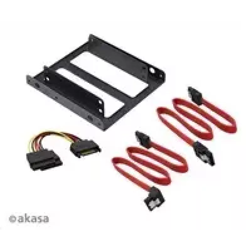 Adapteris 3,5 inch → 2×2,5 inch diskams Akasa AK-HDA-11 su SATA laidais