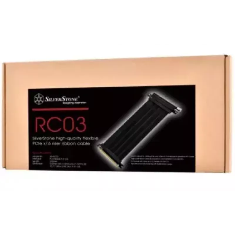 Juostinis PCIe x16 lankstus kabelis SilverStone SST-RC03B-220, 0,22 m, juodas