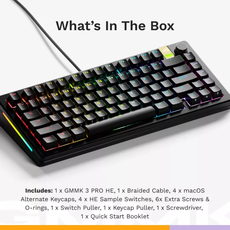 Mechaninė žaidimų klaviatūra GLORIOUS GMMK 3 PRO HE 75% Wired USB, QWERTY, RGB, Juoda