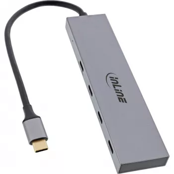 InLine USB 3.2 Gen.2 4 prievadų USB-C šakotuvas (10Gb/s), OTG, aliumininis korpusas