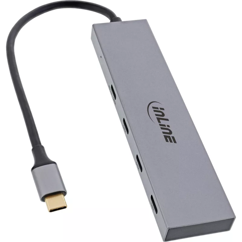 InLine USB 3.2 Gen.2 4 prievadų USB-C šakotuvas (10Gb/s), OTG, aliumininis korpusas