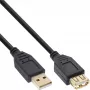 InLine USB 2.0 ilginimo kabelis, A tipo kištukas / lizdas, auksuoti kontaktai, juodas, 2 m