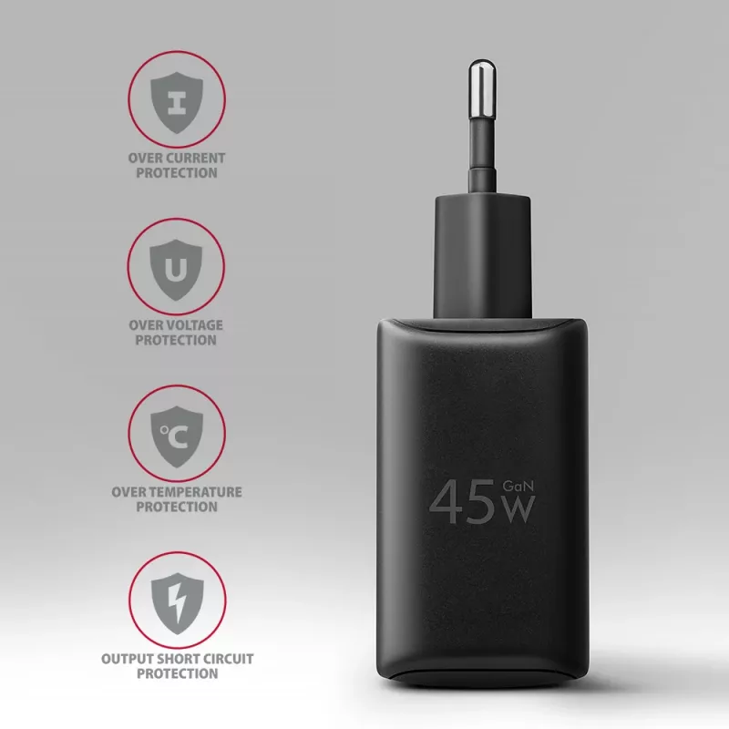 Įkroviklis Axagon ACU-PQ45 QC 3.0 4.0 AFC FCP PPS PD 45W Juodas