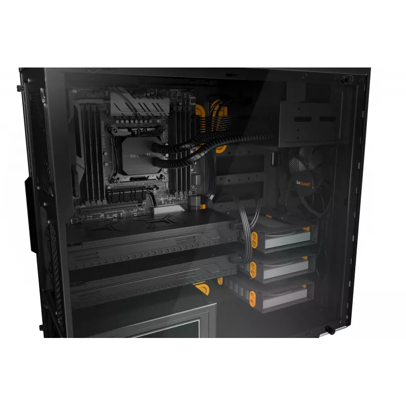 be quiet Pure Base 600 Window Midi bokštas Juodas, Oranžinis