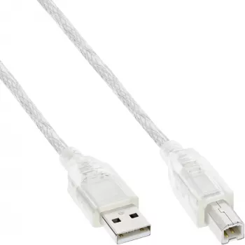 InLine USB 2.0 laidas Type A kištukas / B kištukas, permatomas, 10 m