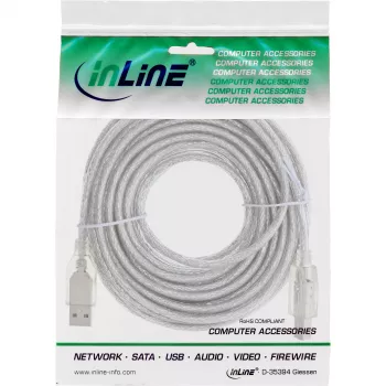 InLine USB 2.0 laidas Type A kištukas / B kištukas, permatomas, 10 m