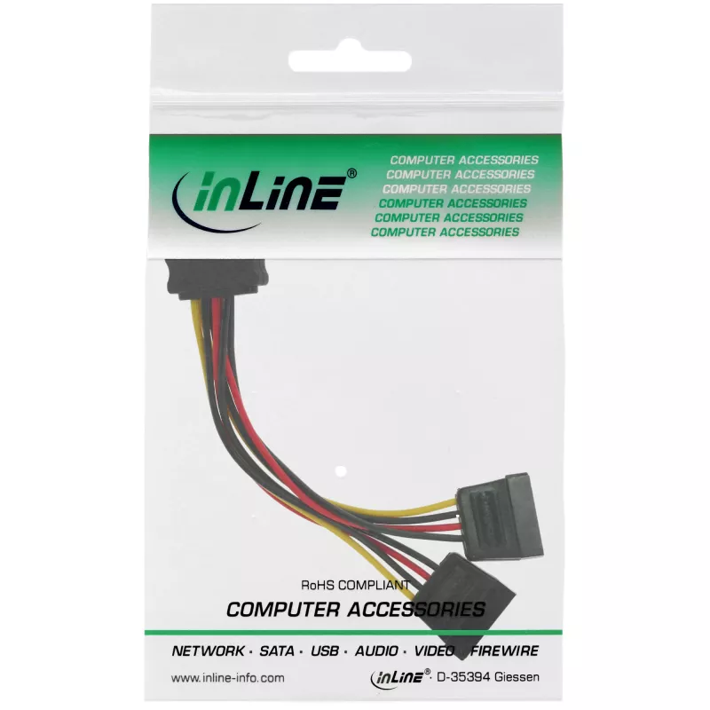 InLine SATA Y-Power laidas SATA moteriškas / 2x SATA vyriškas 0,15 m