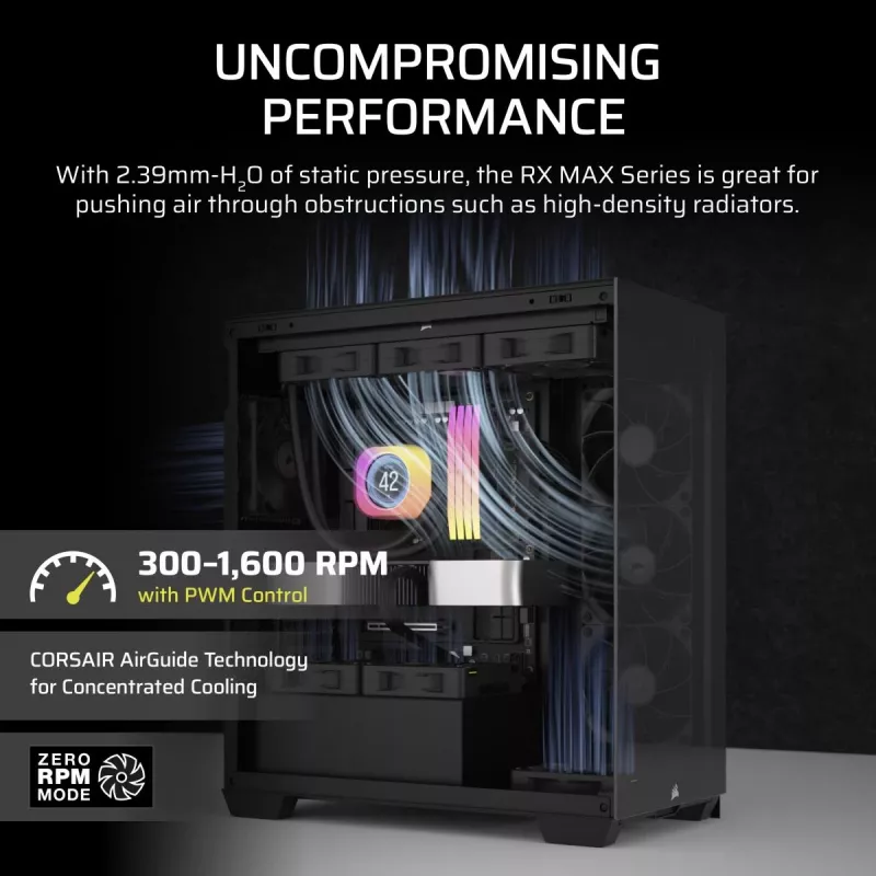 Ventiliatorius Corsair iCUE LINK RX140 MAX 14 cm juodas 300-1600 RPM