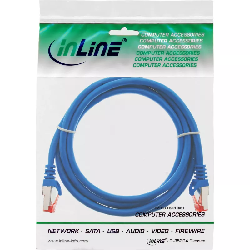 InLine Patch Cable S/FTP PiMF Cat.6 250 MHz PVC varis mėlyna 1 m
