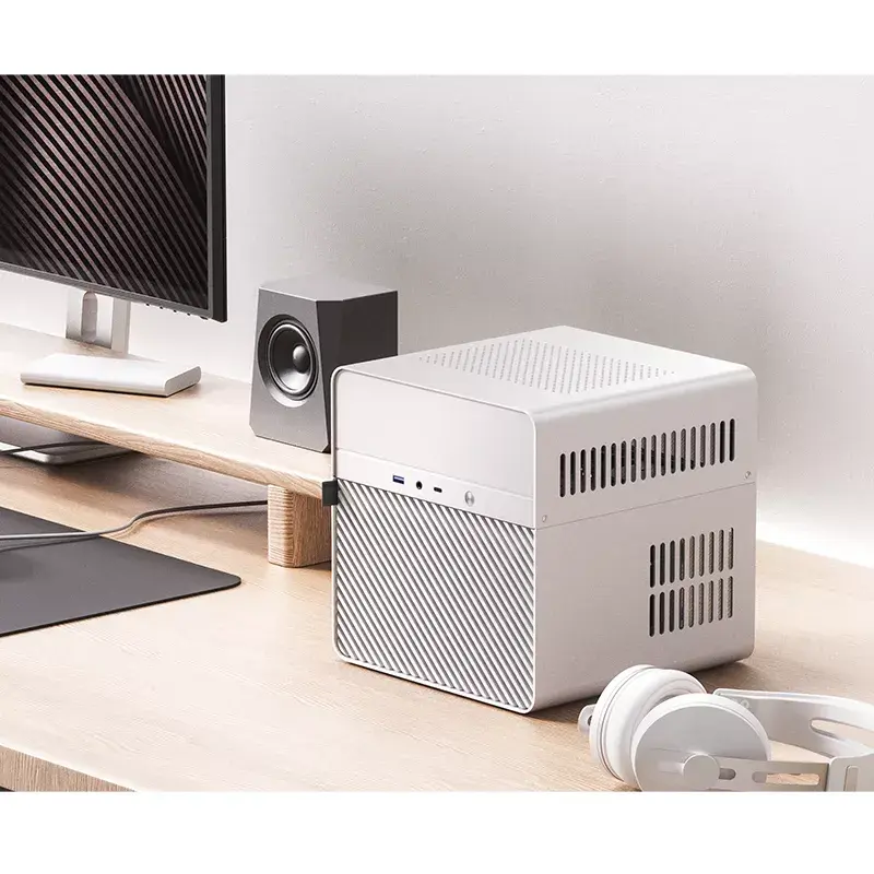 Korpusas Jonsbo N2 Cube White SFX 120mm ventiliatoriai 2.5 3.5 HDD