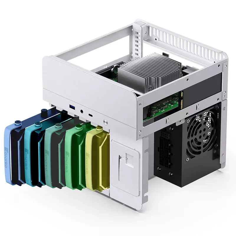 Korpusas Jonsbo N2 Cube White SFX 120mm ventiliatoriai 2.5 3.5 HDD