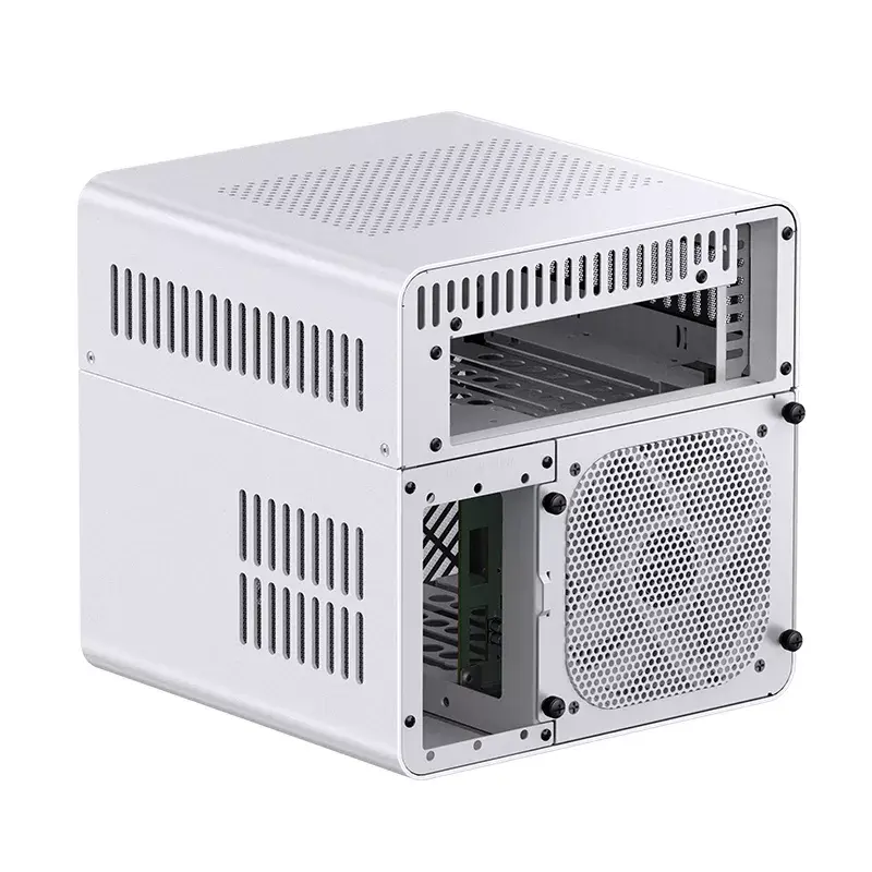 Korpusas Jonsbo N2 Cube White SFX 120mm ventiliatoriai 2.5 3.5 HDD