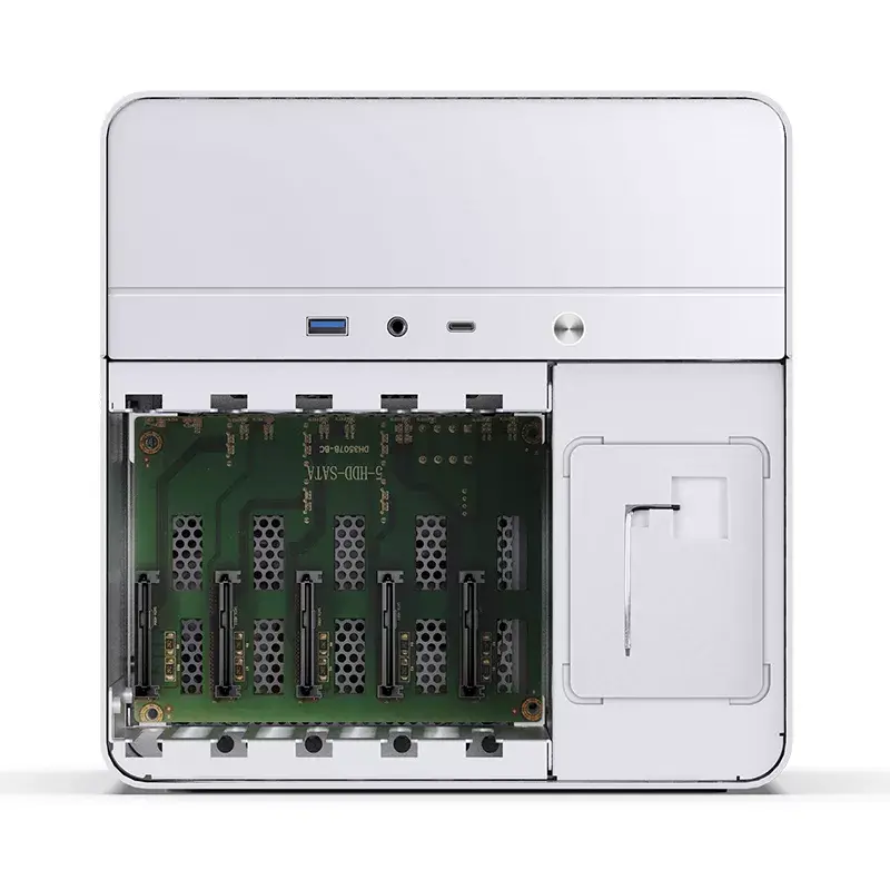 Korpusas Jonsbo N2 Cube White SFX 120mm ventiliatoriai 2.5 3.5 HDD