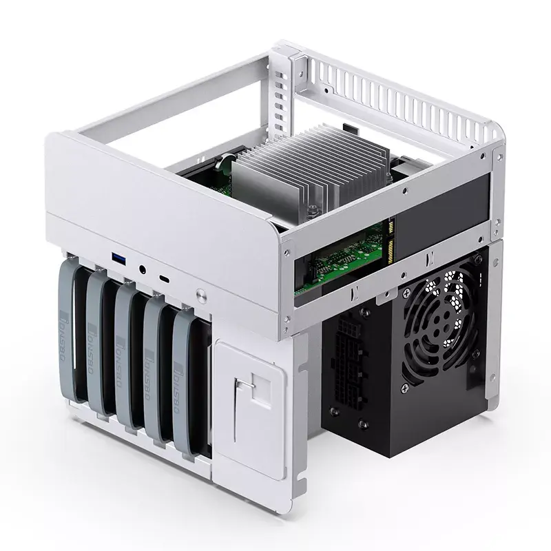 Korpusas Jonsbo N2 Cube White SFX 120mm ventiliatoriai 2.5 3.5 HDD
