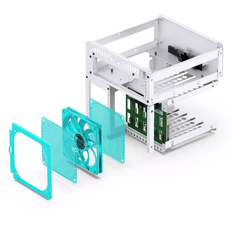 Korpusas Jonsbo N2 Cube White SFX 120mm ventiliatoriai 2.5 3.5 HDD