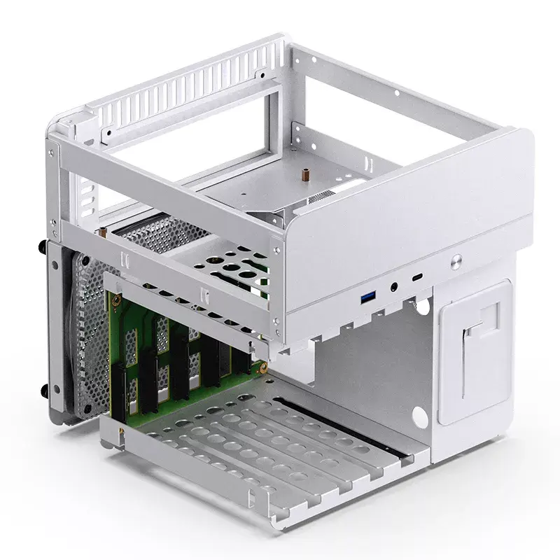 Korpusas Jonsbo N2 Cube White SFX 120mm ventiliatoriai 2.5 3.5 HDD