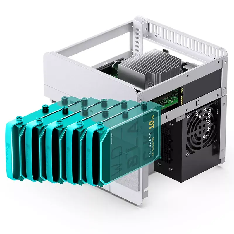 Korpusas Jonsbo N2 Cube White SFX 120mm ventiliatoriai 2.5 3.5 HDD