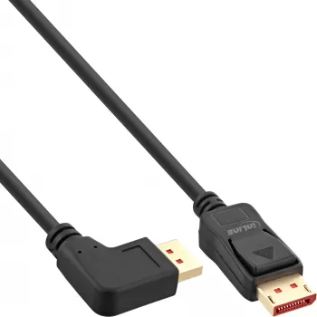 InLine DisplayPort 1.4 kabelis, 8K4K, kairėje pusėje lenktas, juodas/auksinis, 2 m