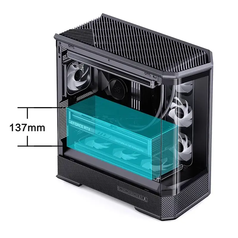 Kompiuterio korpusas Jonsbo D400 Midi Tower ATX Grūdintas Stiklas - Juodas