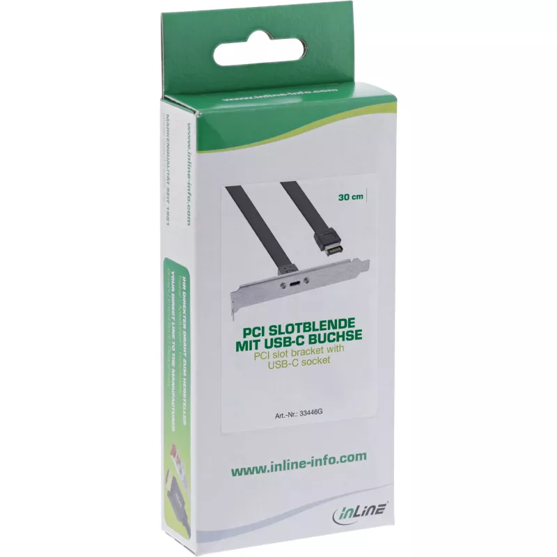 InLine PCI lizdo laikiklis, USB-C į USB 3.2 priekinio skydelio Key-A vidinis, 0,5 m