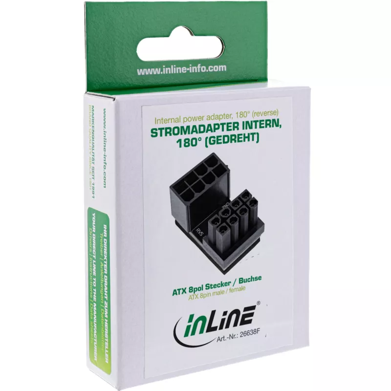InLine vidinis maitinimo adapteris, 180° ATX 8pin kištukas / lizdas (atvirkštinis)