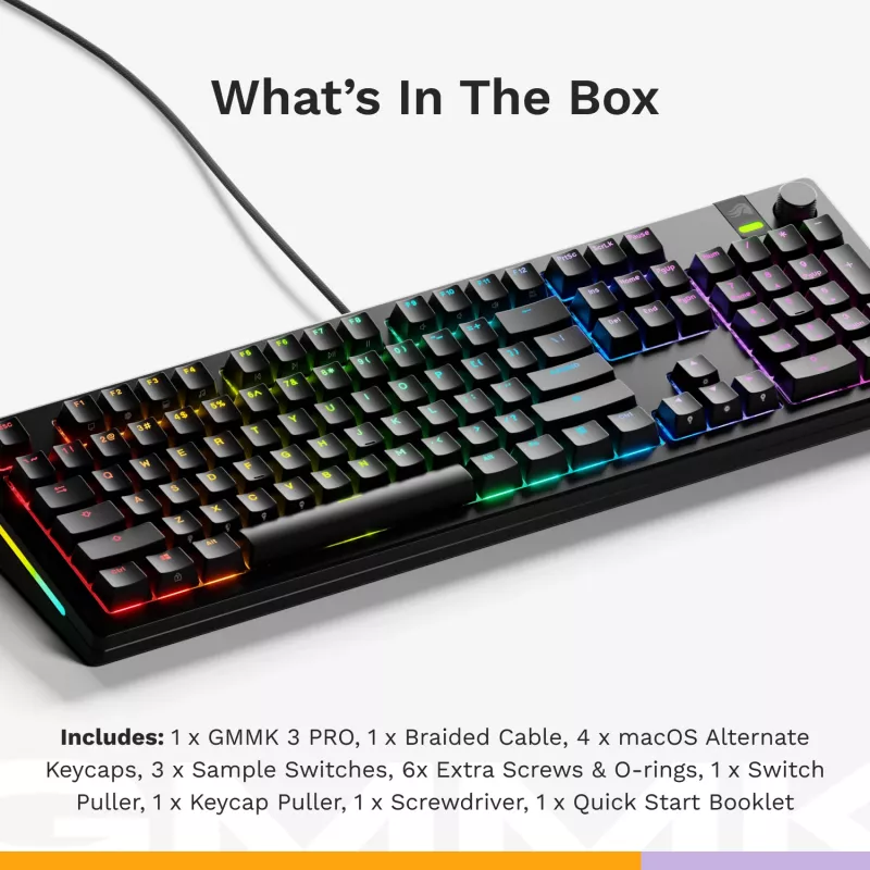 Mechaninė žaidimų klaviatūra GLORIOUS GMMK 3 PRO 100% Prebuilt Wired USB Black US QWERTY RGB