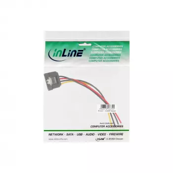 InLine SATA maitinimo adapterio laidas 4pin Molex / 15pin SATA su fiksatoriumi 0,15 m