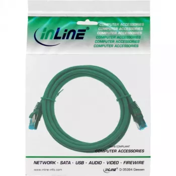 InLine Patch Laidas S/FTP PiMF Cat.6A halogen-free 500MHz žalias 0,5m