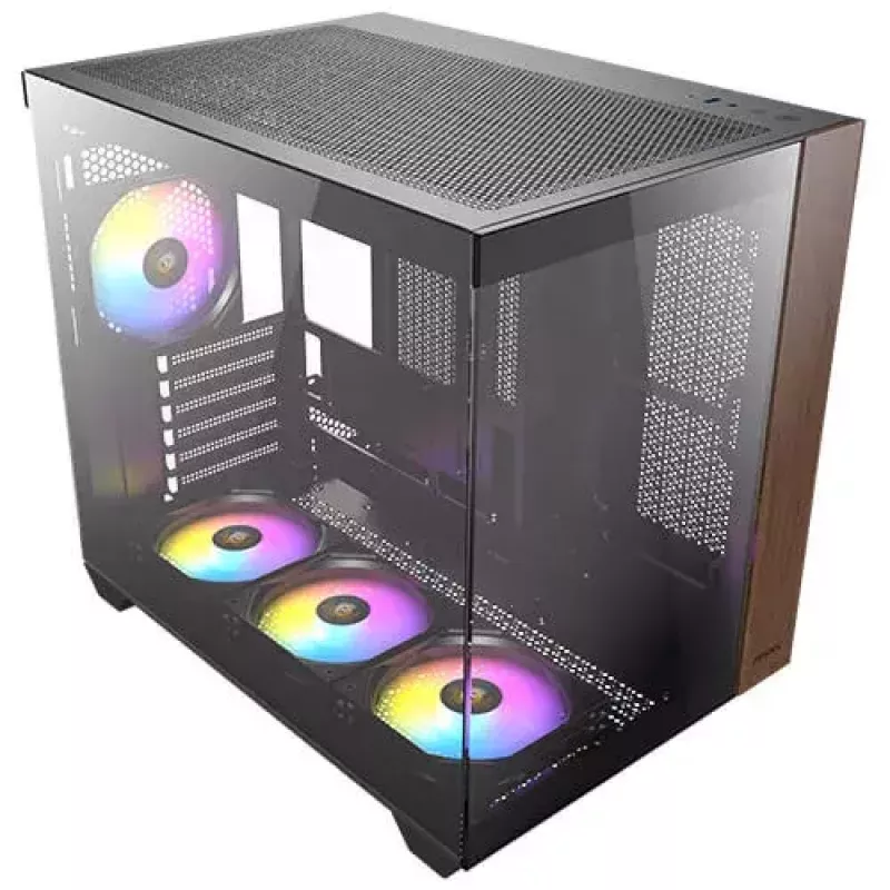 PC korpusas Antec CX800 Midi Tower juodas, medžio akcentais