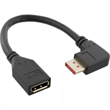 InLine DisplayPort 1.4 adapterinis kabelis M/F, 8K4K, dešinys kampinis, juodas/auksinis