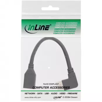 InLine DisplayPort 1.4 adapterinis kabelis M/F, 8K4K, dešinys kampinis, juodas/auksinis