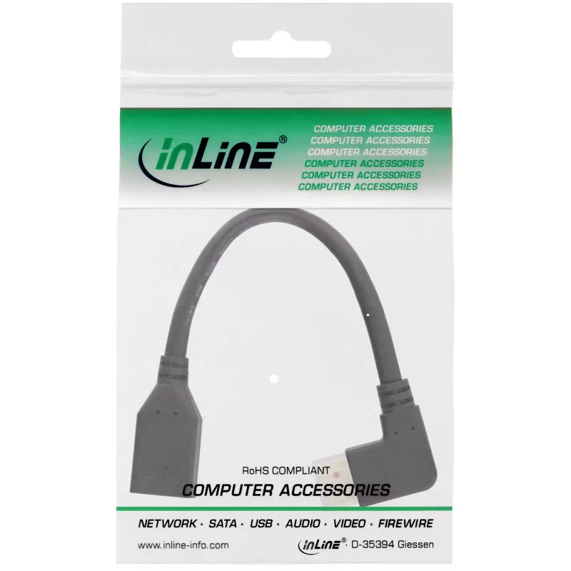 InLine DisplayPort 1.4 adapterinis kabelis M/F, 8K4K, dešinys kampinis, juodas/auksinis