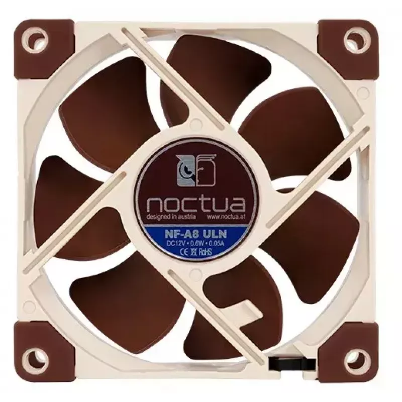 Ventiliatorius Noctua NF-A8 ULN — 80 mm korpuso ventiliatorius, 12 V, 1100–1400 aps./min, 34,8 m³/h, 0,6 W, 6,5–10,4 dB