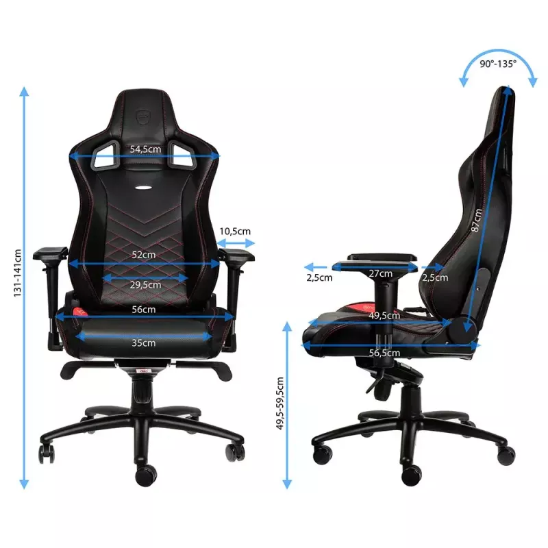 Žaidimų kėdė noblechairs EPIC Padded sėdima juoda raudona 120 kg