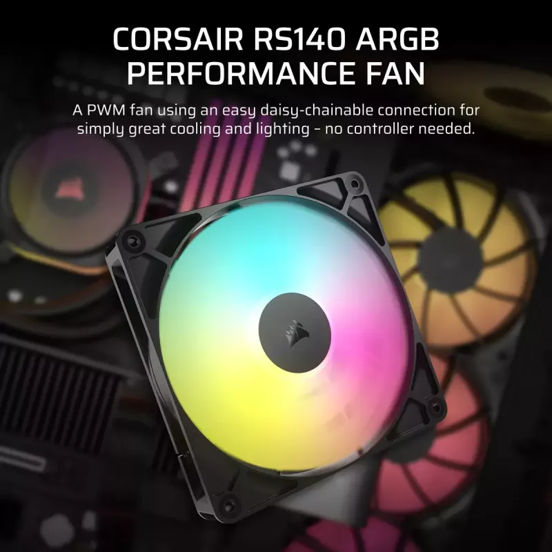 Ventiliatorius Corsair RS140 ARGB 14 cm juodas 330-1700 RPM