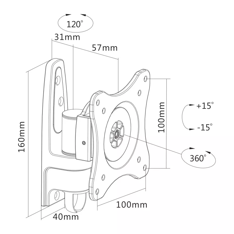 InLine sieninis laikiklis monitoriams iki 69 cm (27 colių), maks. 15 kg