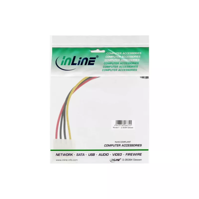 InLine SATA maitinimo adapterio laidas 1x 4pin moteriškas / 15pin SATA kampu į viršų 29670X