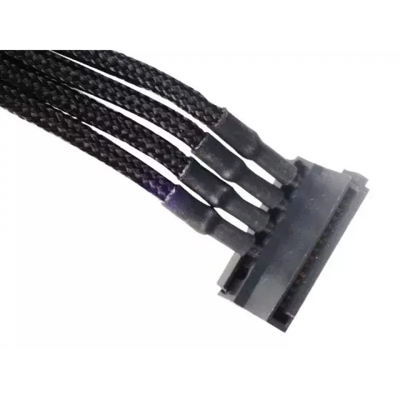 SilverStone SST-PP07-BTSB 4 kontaktų Molex–4x SATA prailginimo laidas, 300 mm, juodas